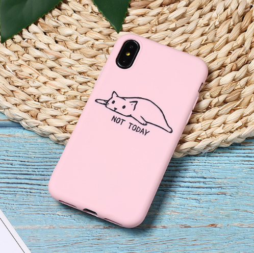 Pink Cute Cartoon Lazy Cats Spotty Dog Corgi Puppy Soft Matte Phone Case Fundas For iPhone 7Plus 7 6Plus 6 6S 5SE 8 8Plus X XS Max 104